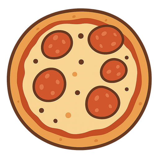 a pizza. No background. Transparent background. Blank background. No shadows. 2d. In-Game asset. flat