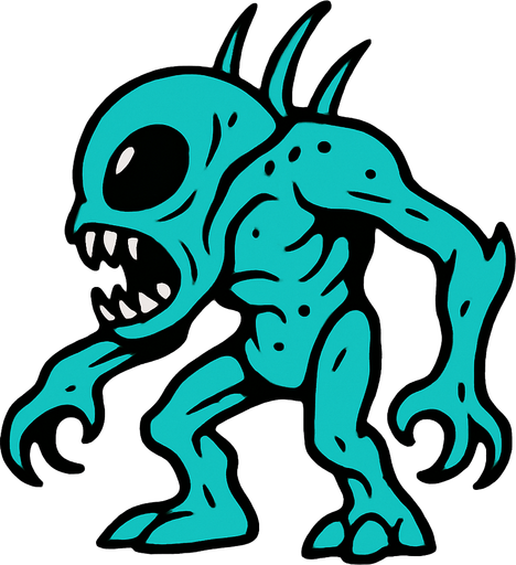 alien creature drawing.
In-Game asset.  2d.  High contrast.  No shadows