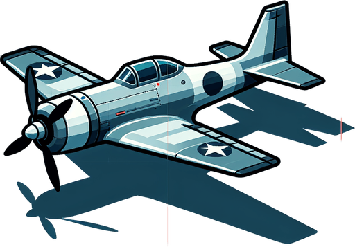 a flat fighter plane.
Single Game Texture. In-Game asset. 2d. Blank background. High contrast. No shadows.