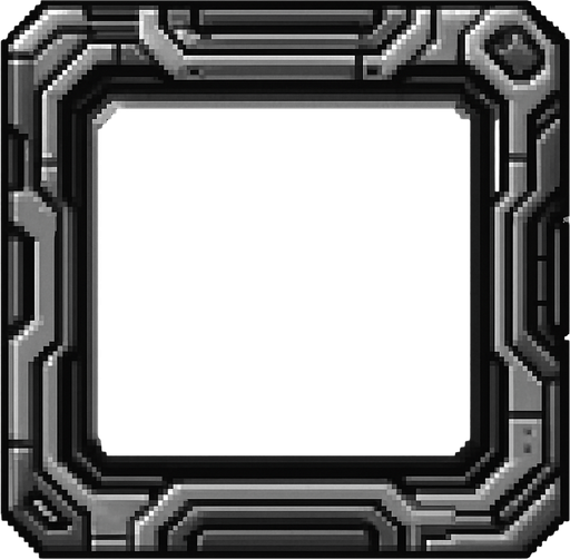 high tech sci fi pixel art button. greyscale. metallic. no text
In-Game asset.  2d.  High contrast.  No shadows
