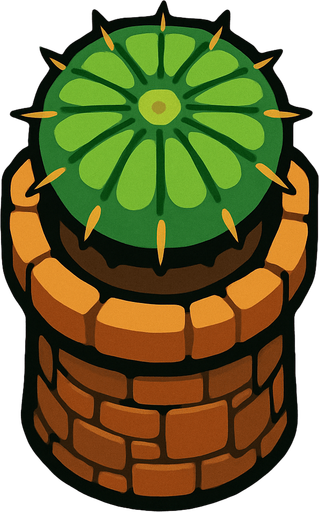 torre con captus desde arriba.
In-Game asset.  2d.  High contrast.  No shadows
