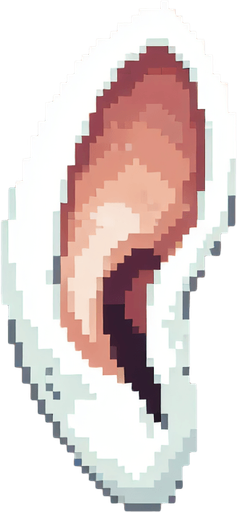 A minimalist simple pixel art rabbit ear. White floppy ear, no rabbit, disconnect rabbit ear asset.
Single Game Texture. In-Game asset. 2d. Blank background. High contrast. No shadows.