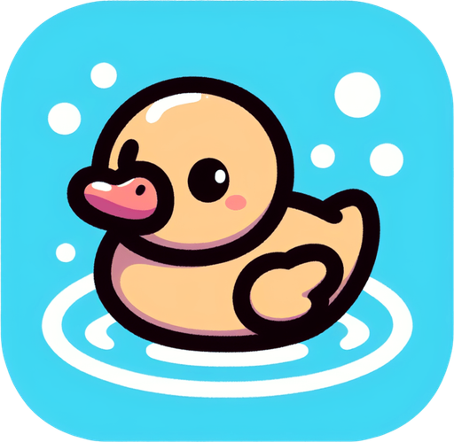 a cute swimming duck from left to right.
Single Game Texture.  In-Game asset.  2d.  Blank background.  High contrast.  No shadows. kawaii