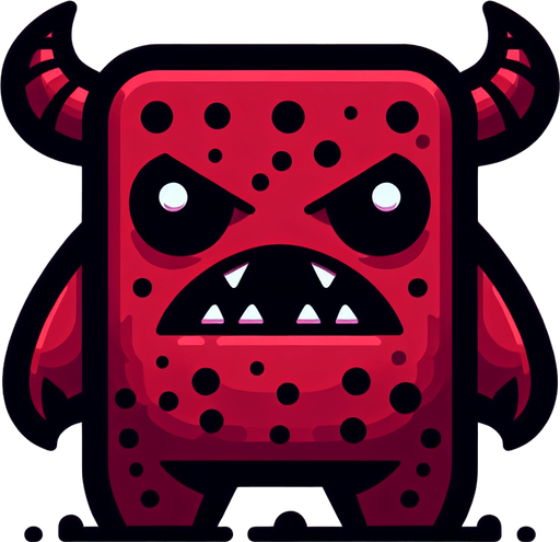 monster dark red.
Single Game Texture.  In-Game asset.  2d.  Blank background.  High contrast.  No shadows