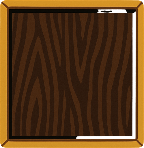 haz una caja con bordes estrechos y el fondo de color madera oscuro.
In-Game asset.  2d.  High contrast.  No shadows