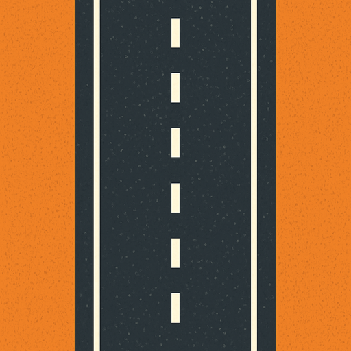 a highway road but top view.
In-Game asset.  2d.  High contrast.  No shadows