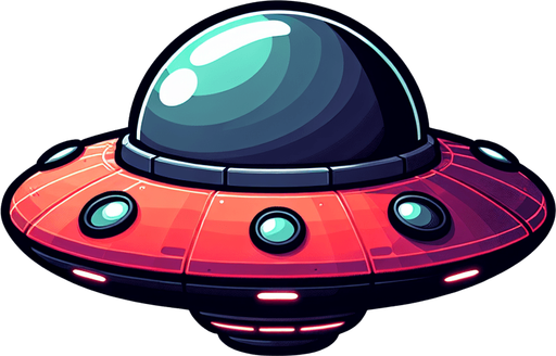 A ufo.
Single Game Texture.  In-Game asset.  2d.  Blank background.  High contrast.  No shadows