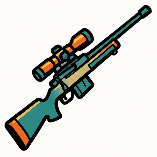 Sniper rifle.
In-Game asset.  2d.  High contrast.  No shadows
