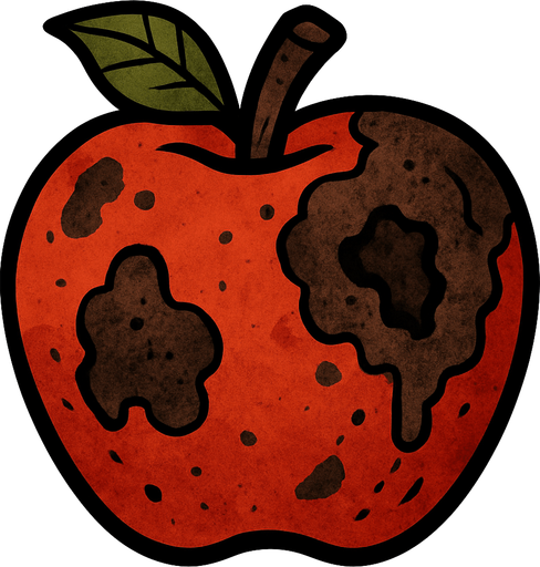 çürük elma.
In-Game asset.  2d.  High contrast.  No shadows
