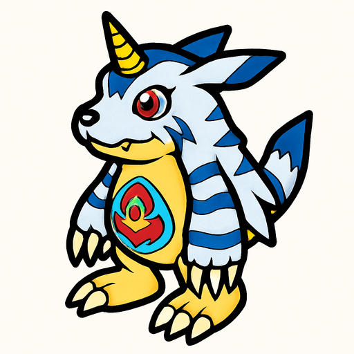 Gabumon viendo a la derecha, perspectiva isométrica.
In-Game asset.  2d.  High contrast.  No shadows