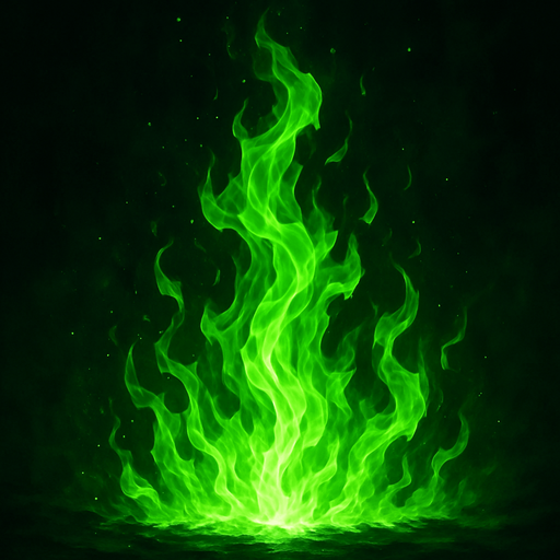 I want a ultimate green fire.
In-Game asset.  High contrast