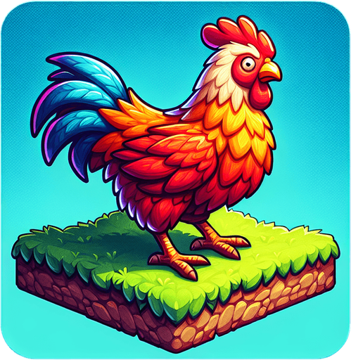 A chicken animal..
Single Game Texture. In-Game asset. 2d. Blank background. High contrast. No shadows.