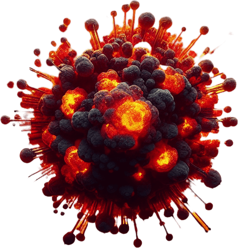 a top view of a TNT explosion fire Background image. High contrast. No shadows.