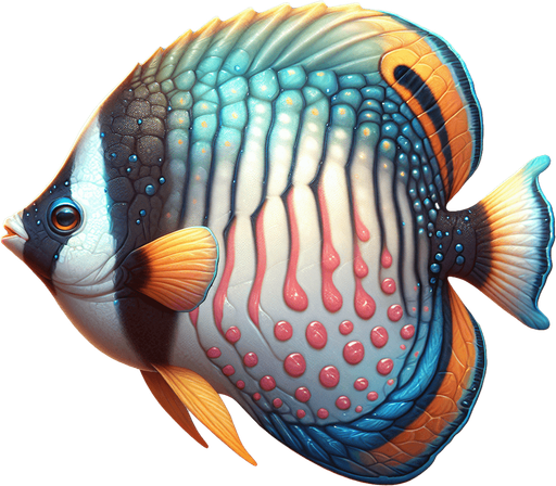 A realistic butterflyfish.
Single Game Texture. In-Game asset. 2d. Blank background. High contrast. No shadows.