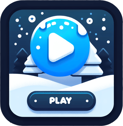 A button with the text "play". Winter theme Single Game Texture. In-Game asset. 2d. Blank background. High contrast. No shadows.