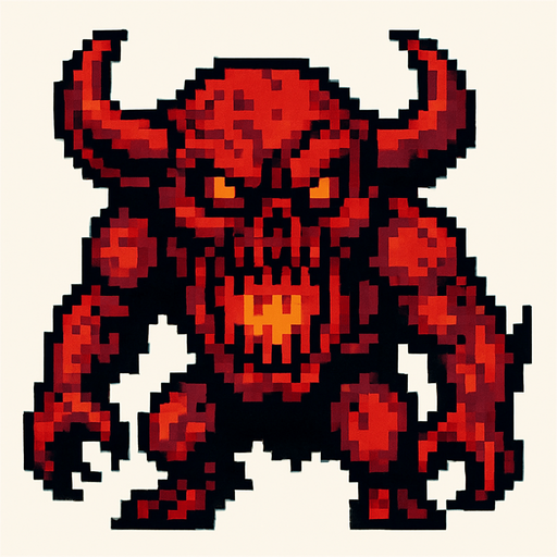 hell monster piksel.
In-Game asset.  2d.  High contrast.  No shadows