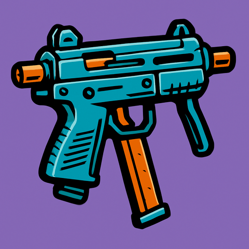 submachine gun.
In-Game asset.  2d.  High contrast.  No shadows