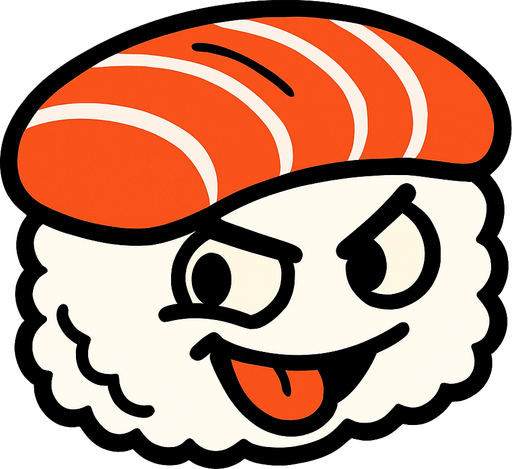 Un sushi con cara traviesa.
In-Game asset.  2d.  High contrast.  No shadows