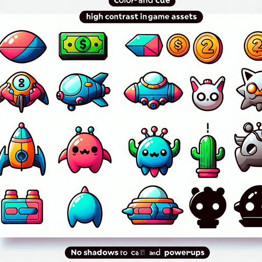 Spaceships, spacemonsters, cash, powerups.
Studio Ghibli. Ghibli style. Mobile game. Colorful. hand drawn. cute. fun. In-Game asset. 2d. Blank background. High contrast. No shadows.
