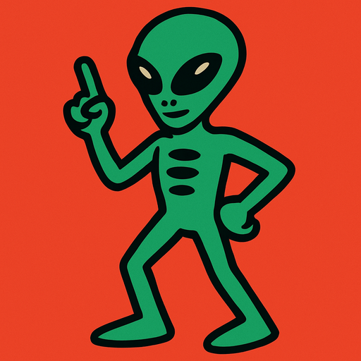 retro alien.
In-Game asset.  2d.  High contrast.  No shadows
