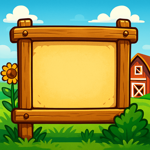 Tablero de granja.
In-Game asset.  2d.  High contrast