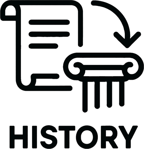 Minimalist icon of history.
In-Game asset.  2d.  High contrast.  No shadows