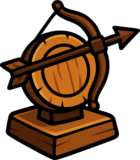 Sprite for the simple turret: a circle of wood with a bow..
In-Game asset.  High contrast.  No shadows