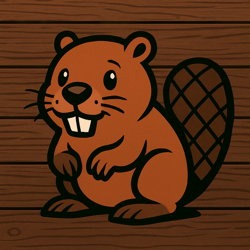A beaver with wooden background.
In-Game asset.  2d.  High contrast.  No shadows