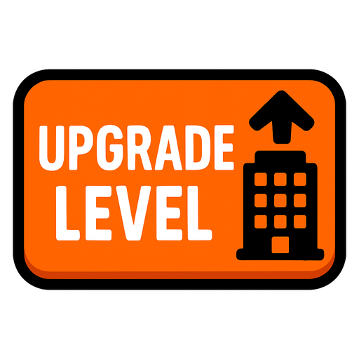 button upgrade level of business.
In-Game asset.  2d.  High contrast.  No shadows