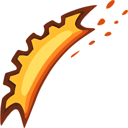 Small saw slash effect. 2D. Top View..
In-Game asset.  2d.  High contrast.  No shadows