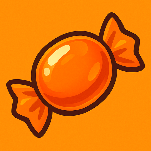 Turuncu şeker.
In-Game asset.  2d.  High contrast.  No shadows