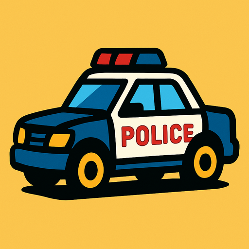 police car.
In-Game asset.  2d.  High contrast.  No shadows