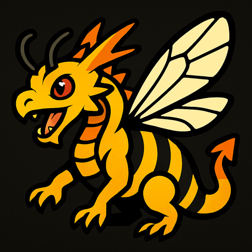 Dragon abeille.
In-Game asset.  2d.  High contrast.  No shadows