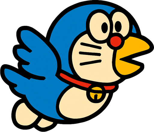 crate doraemon flapi bird.
In-Game asset.  2d.  High contrast.  No shadows