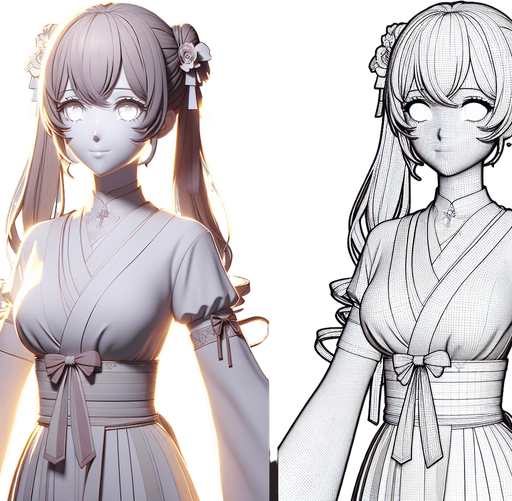 A beautiful woman in a anime style with no eye, no eyebrow and no mouth.
Single Game Texture. In-Game asset. 2d. Blank background. High contrast. No shadows.