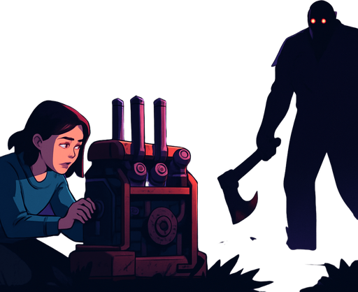 Fullscreen modern App Store landscape banner, 16:9, high definition, for a game titled "die by moonlight" and with the description "A game where player fix generators and tries to escape killer.". No text on banner,put the name on the up-left corner