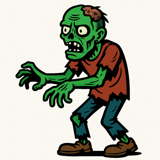 Un zombie.
In-Game asset.  2d.  High contrast.  No shadows
