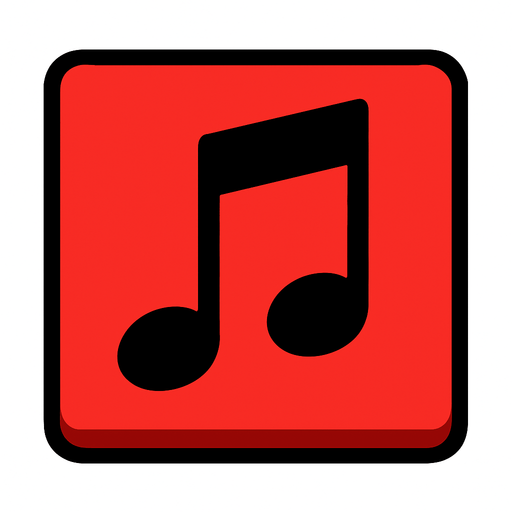 A single musical tile red.
In-Game asset.  2d.  High contrast.  No shadows