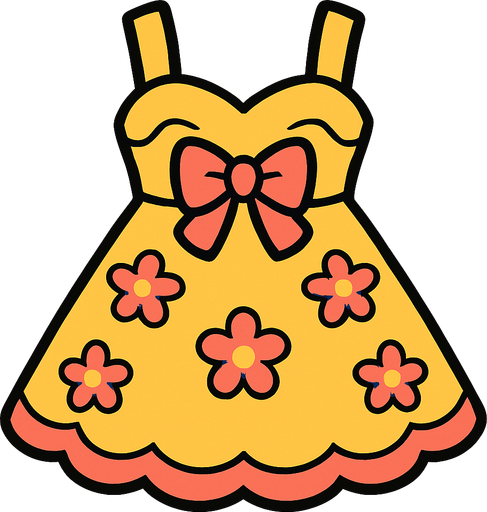 cute designer dress top view..
In-Game asset.  2d.  High contrast.  No shadows