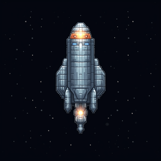 Create a 2D top-down view pixel art image of a bullet for a space shooter game. The bullet should be facing upward, as it will be used as a projectile fired from the hero spaceship towards enemies in the game. The design should be sleek and give off a sense of motion. Please provide the image on a white background.
Game Texture. In-Game asset. 2d. Pixelart. blank background. Low detail. High contrast.