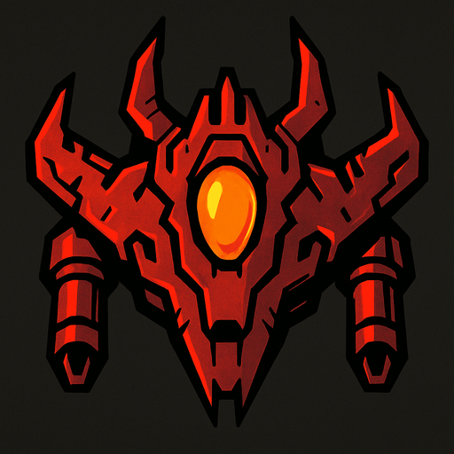 düşman uzay gemisi.
In-Game asset.  2d.  High contrast.  No shadows