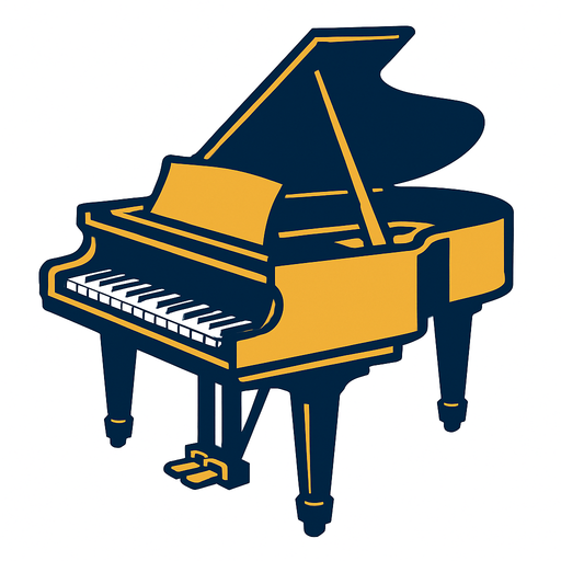 Grand piano.
In-Game asset.  2d.  High contrast.  No shadows