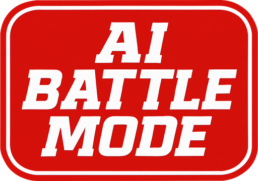 A UI button that says Ai Battle Mode in sports ESPN style fonts.
In-Game asset.  2d.  High contrast.  No shadows