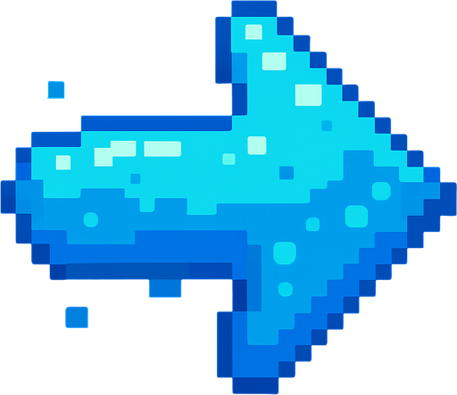 Flecha azul de Slime , pixelart.
In-Game asset.  2d.  High contrast.  No shadows