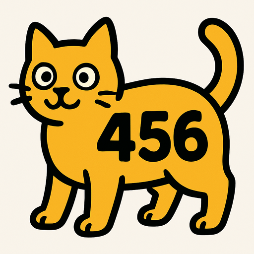 Cat with 456 written on its back.
In-Game asset.  2d.  High contrast.  No shadows
