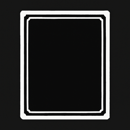 Black rectancle with simple white lined frame.
In-Game asset.  2d.  High contrast.  No shadows