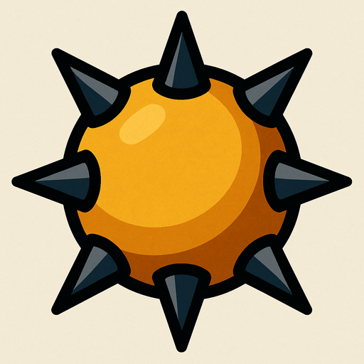 Sphere with spikes on it.
In-Game asset.  2d.  High contrast.  No shadows