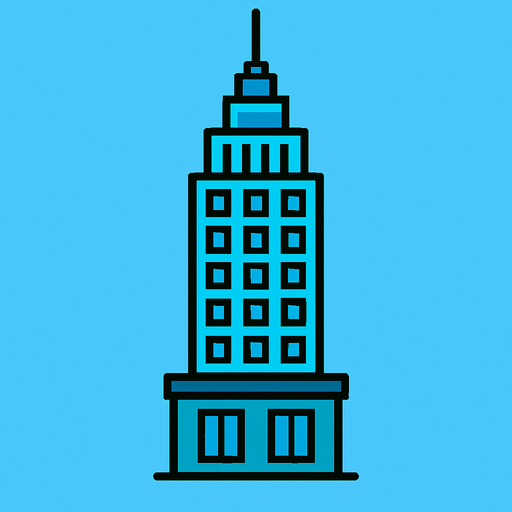 skyscraper.
In-Game asset.  2d.  High contrast.  No shadows