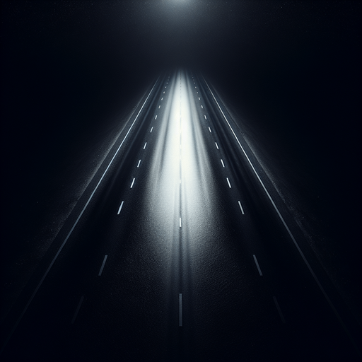 Black asphalt road at night, top view