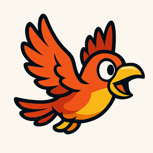 ave volando version caricatura.
In-Game asset.  2d.  High contrast.  No shadows